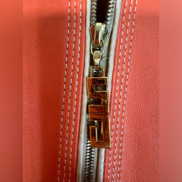 St John Sport by Marie Gray Orange Tangerine Leather Full Zip Jacket Medium - Picture 8 of 16